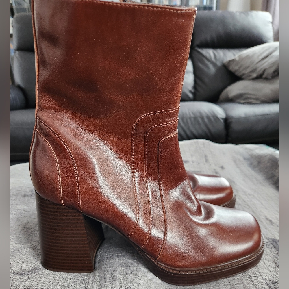 Nine West Rich Brown Heeled Boots Size 10